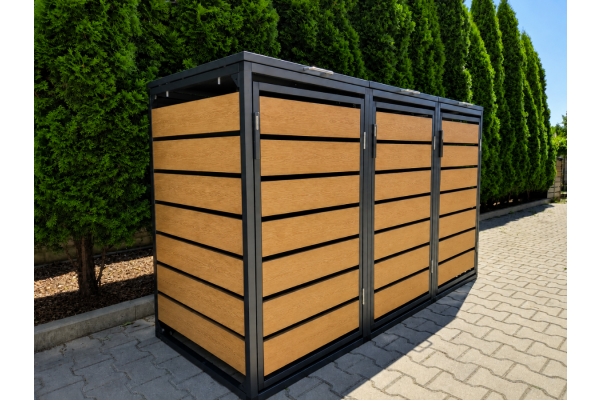 ZABUDOWA ŚMIETNIKOWA 3x240L kolor DREWNO